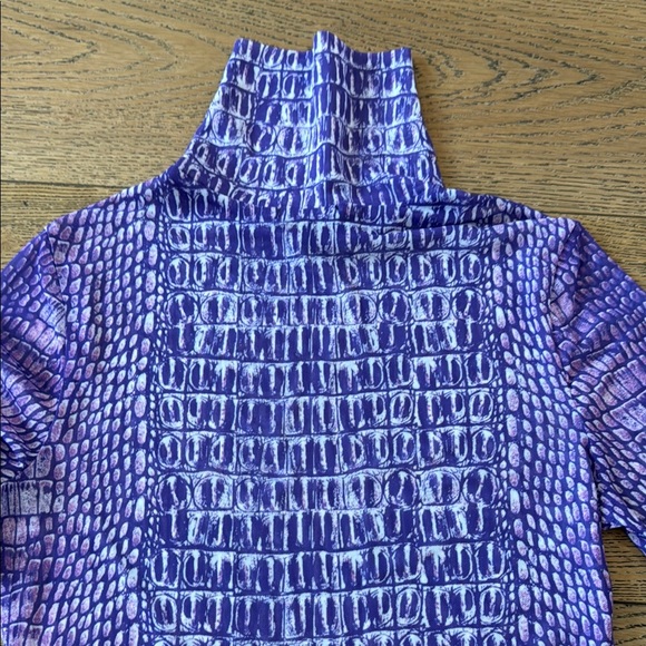AFRM Purple Croc Print Turtleneck Top - Picture 3 of 6